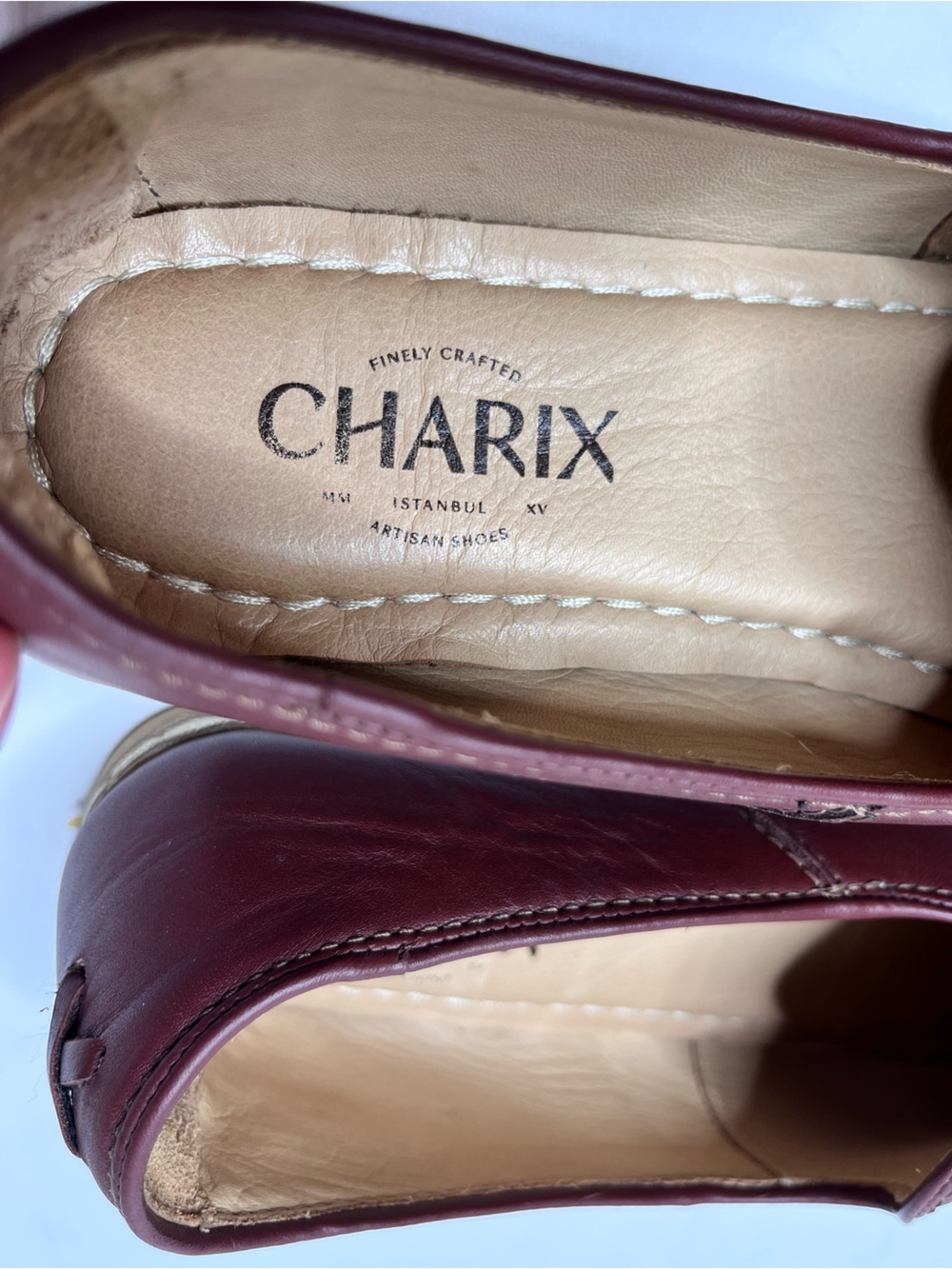 CHARIX Classic Leather Slip-On Shoes in Bordeaux size 8.5 (38.5) - Picture 8 of 13